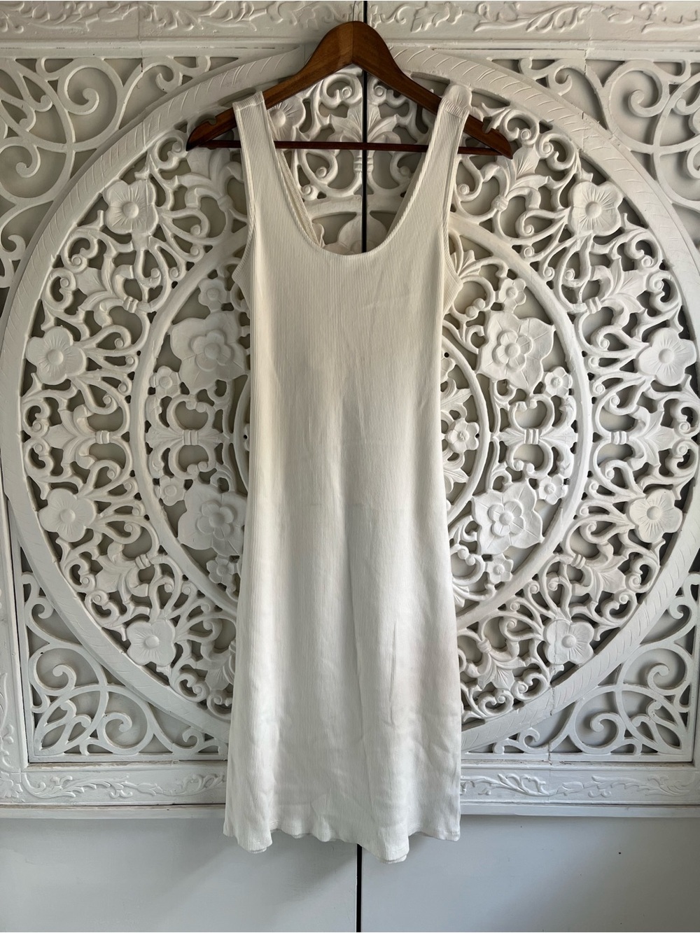 GAP White Ribbed Cross Back Midi Dress Tall Medium M Summer Sundress